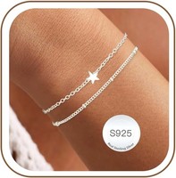 Silber Armband 925 Hypoallergen Gold Layered Einstellbar Damen MäDchen Schmuck