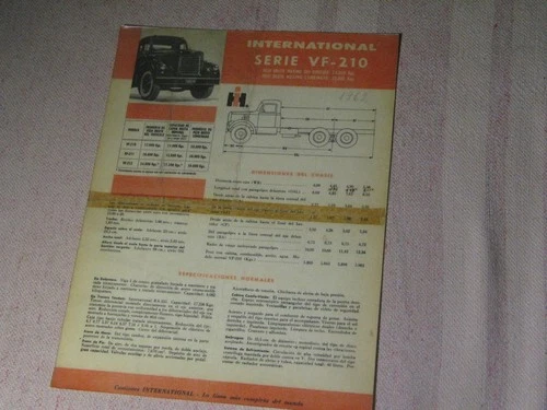 International VF-210 conventional truck leaflet  brochure 1962 Argentina market