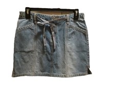 Women/Junior Union Bay Denim Size 5 Skirt Cotton 14" length Zip Self Tie