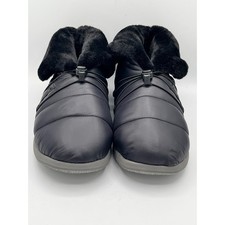 Vionic Gabrie Black Puffer Faux Fur Lined Orthotic Slippers Women 9 Toggle Round