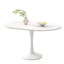 Extendable Round/Oval Dining Table White 100-140cm Kitchen Table for 4-6 People
