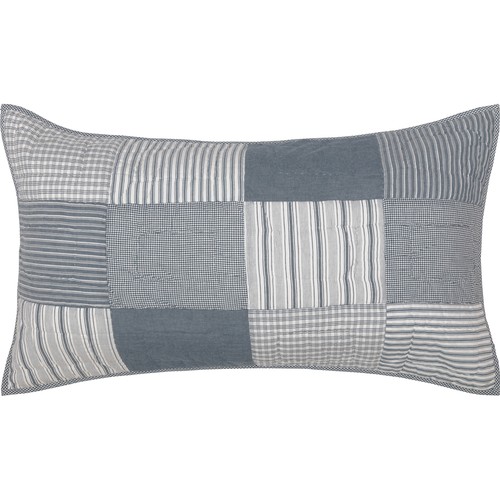 VHC Brands Farmhouse King Sham Blue Patchwork Sawyer Mill Chambray Bedroom Decor - Picture 5 of 6