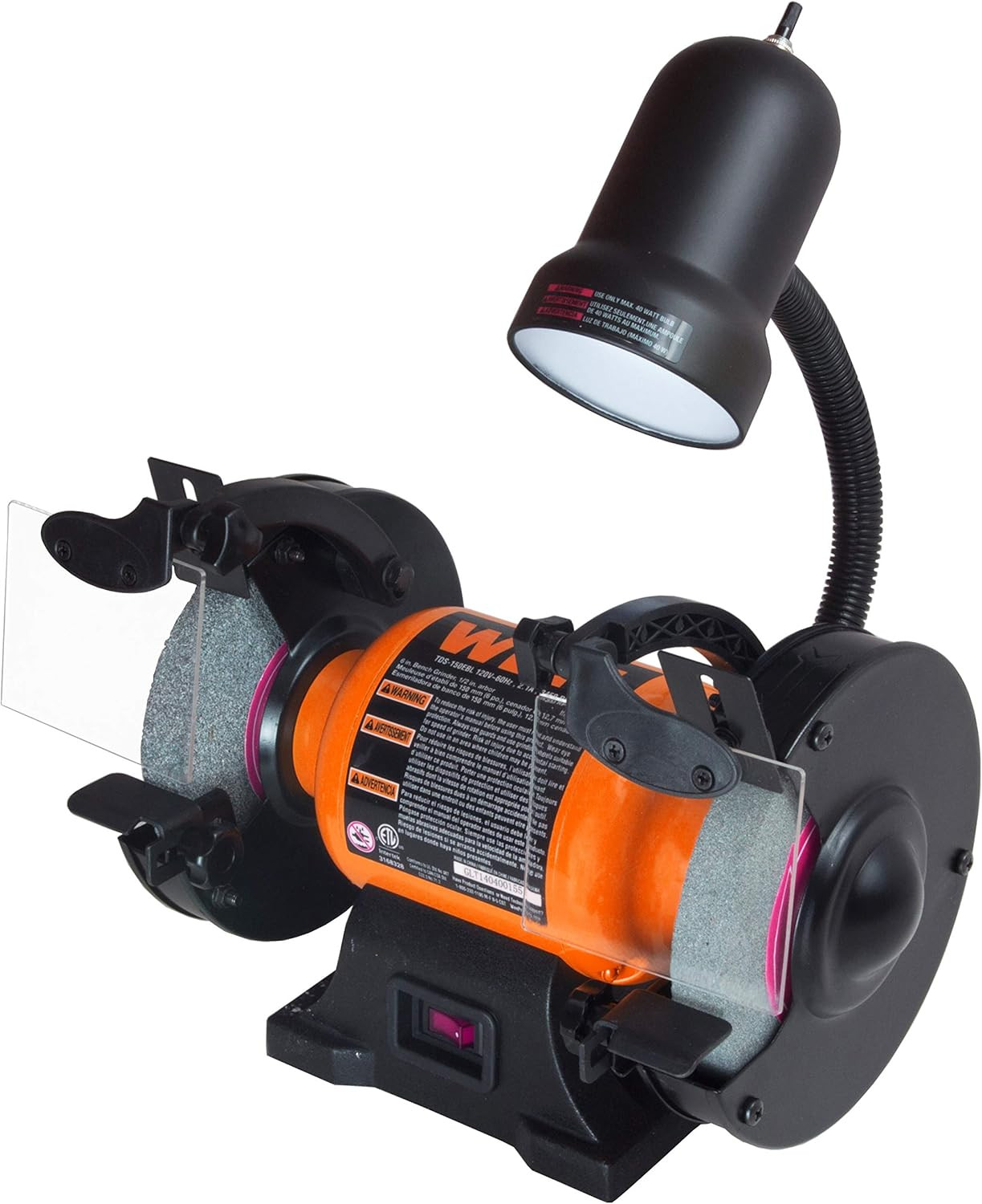 WEN BG4276 6-Inch Single Speed Bench Grinder - 2.1A with Work Light