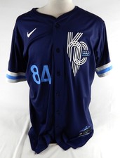 Camiseta deportiva City Connect 48 56 2025 de los Kansas City Royals Zach Bove #84 emitida por el juego Navy