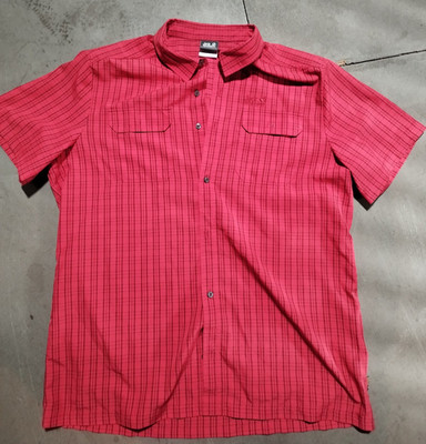 Jack Wolfskin Hemd XXL   Thompson Shirt   Rot Kariert   Kurzarm Wanderhemd Outdo