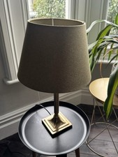Classic Brass Table Lamp with Textured Taupe Shade