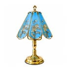 Vintage Stained Glass Touch Table Lamp – Blue Tiffany Style – 3-Level Light