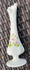 Vintage 8" Fenton Hand-Painted Milk Glass Bud Swung Violets In The Snow Signed
