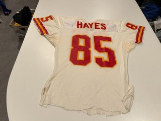 original c. 1985 JONATHAN HAYES KANSAS CITY CHIEFS GAME WORN NFL FOOTBALL JERSEY