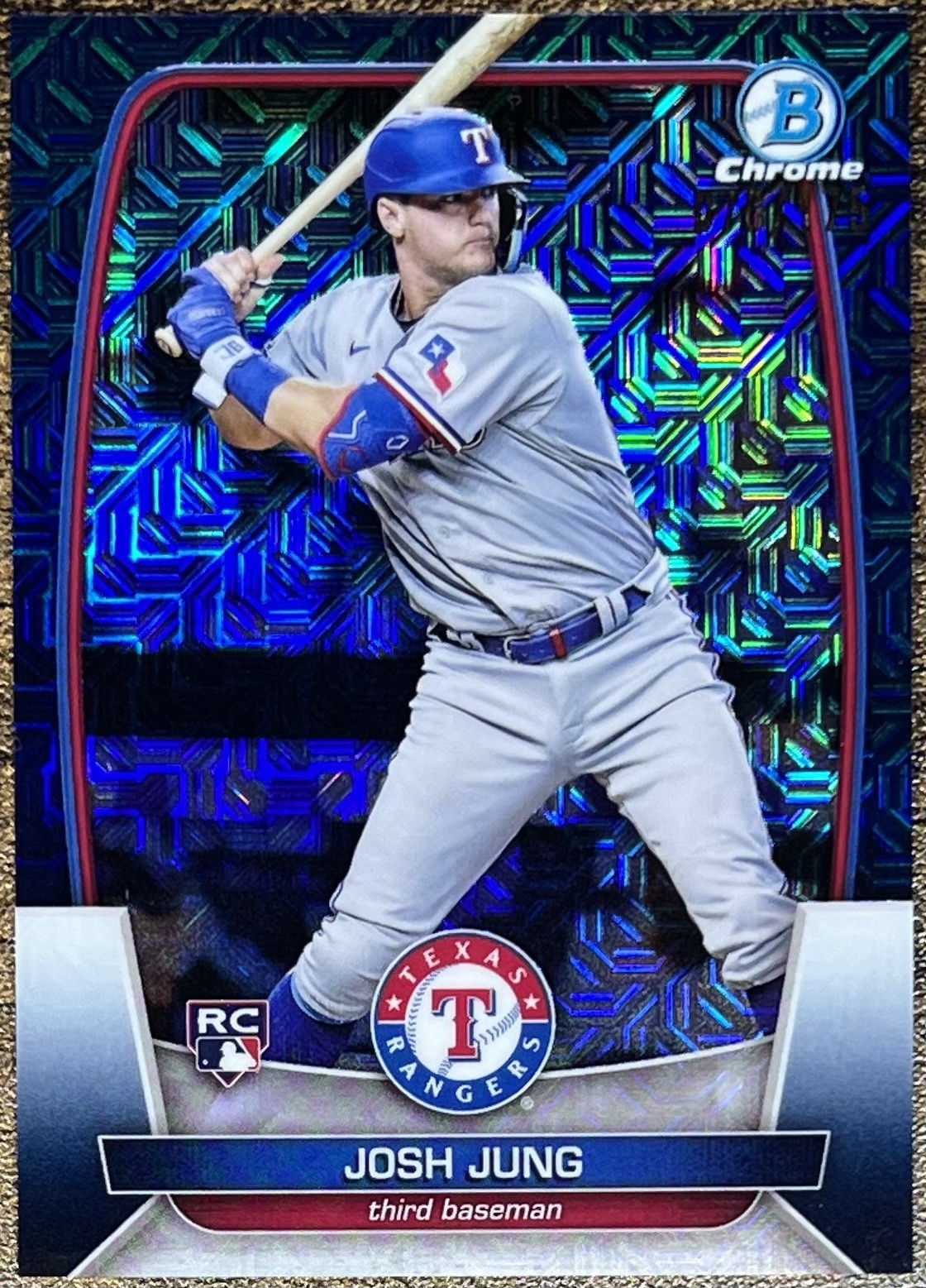 Josh Jung 2023 Bowman Chrome Mojo Navy Refractor Rookie #076/175 Rangers #43