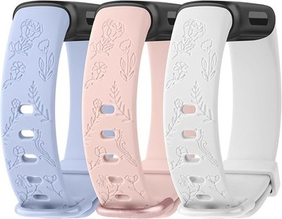 Meliya Compatible with Fitbit Inspire 3 Bands for Women Men, Floral Engraved