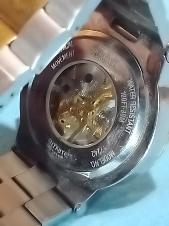 Invicta relógio esqueleto mecânico masculino dois tons prata ouro 45mm modelo nº 17242 - Imagem 4 de 4