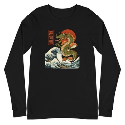 Sushi Dragon   Japanese Ukiyo-e Wave Kaiju Sweatshirt