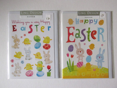 Osterkarte ''Frohe Ostern'' Hasen & Eier Karten