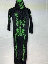 Halloween Skeleton Costume Boy's Medium Jumpsuit and Mask