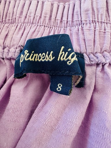 Princess Highway Cotton Midi Dress Size 8 Lilac Purple Puff Sleeve Tie Back - Picture 12 of 13