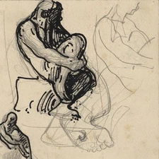 Unknown Study Sheet Figurines Shapes Art Nouveau Drawing Unsigned Circa 1920