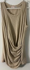 Sundry Draped Ruched Tank Top Beige Lightweight Knit Size 0 Made in USA