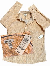  70 NWT bar III Mens XL Long-Sleeve Shirt. Apricot Floral White Flower design.