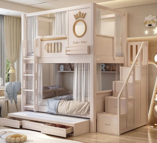 Stockbett Etagenbett Weiß Holz Doppelstockbett Kinderbett Jugendbett Hochbett-image