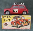 VINTAGE DIECAST CORGI TOYS 339 BMC MINI COOPER RALLY CAR ORIGINAL BOX 1960s