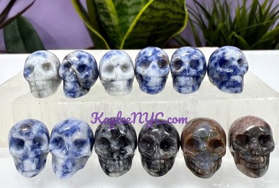 Wholesale lot 12 Pcs 22mm Natural Crystal Mini Skulls Healing Energy