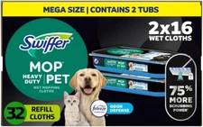Sweeper Pet Heavy Duty Multi-Surface Wet Cloth Refills for Floor Mopping and Cle