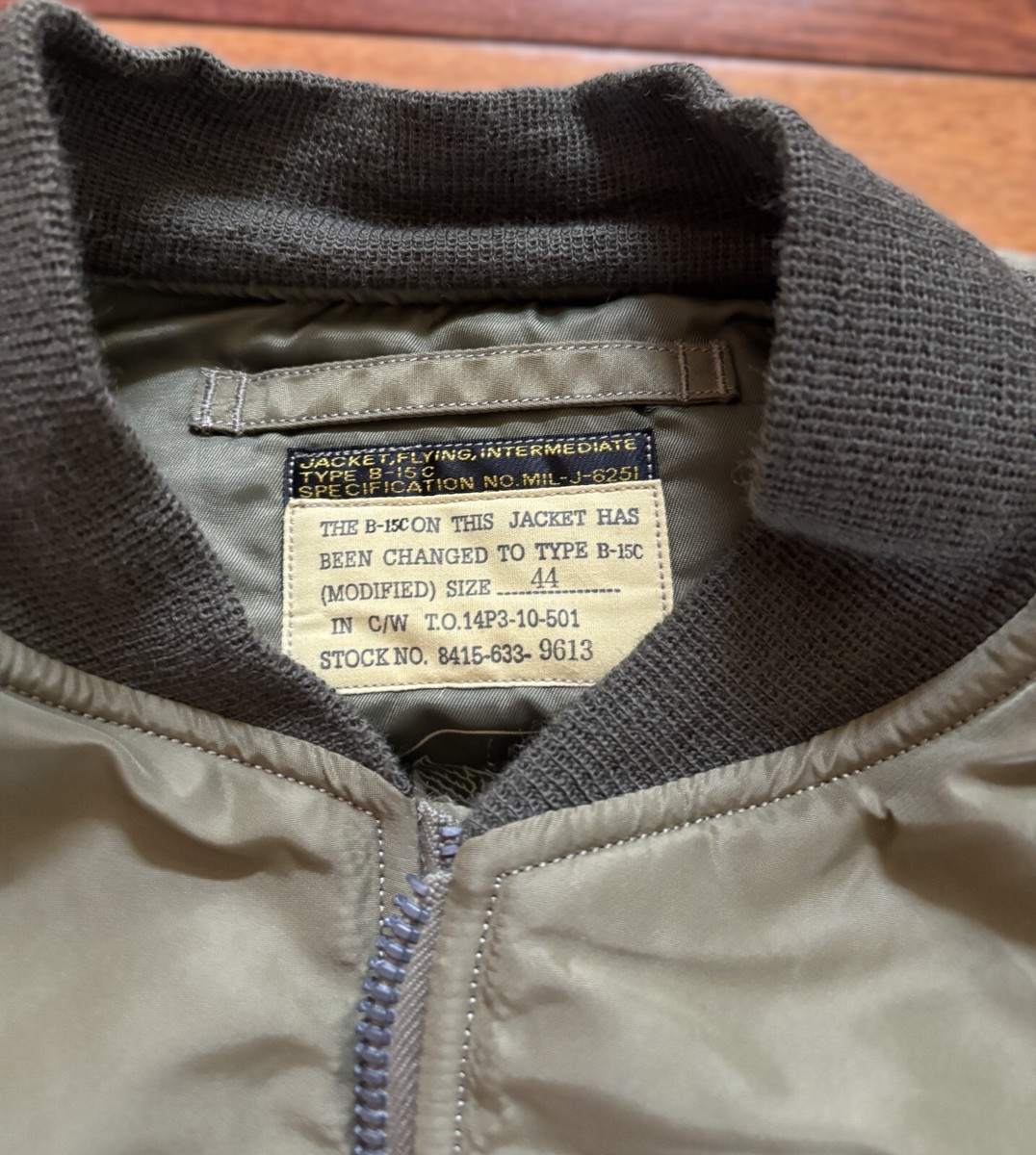 BUZZ RICKSON'S BR15323 Type B-15C Flight Jacket Size 44 New BUZZ RICKSON'S BR15323 Type B-15C Flight Jacket Size 44 New