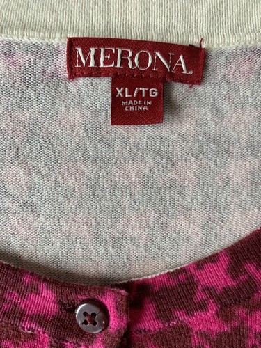 Merona Burgundy/Raspberry Patterned Button Long Sleeve Sweater - XL - Picture 3 of 3