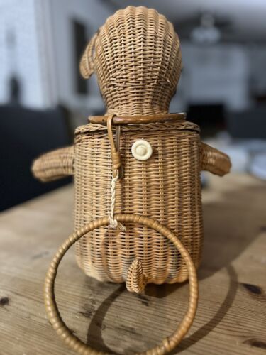 Cartera cesta mono mimbre vintage años 50-60 - Imagen 4 de 15