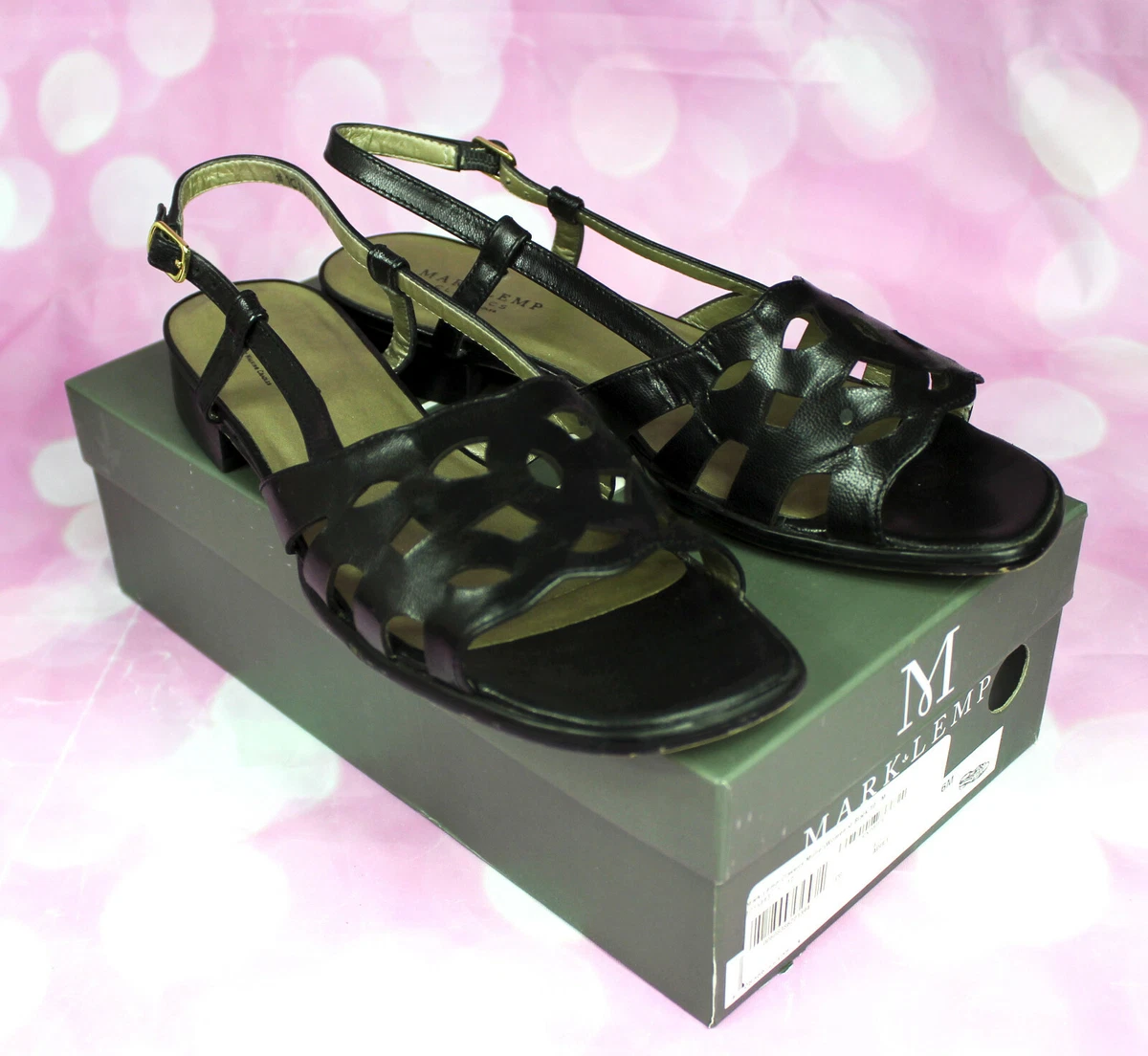 Womens Size 10 Mark Lemp by Walking Cradles Black Millie Sandals Leather in Box