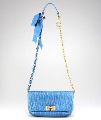 Lanvin Blue Turquoise Leather Happy Bag Purse Chain Strap Alber 