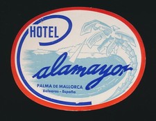 Vintage Hotel Calamayor Palma De Mallorca Spain Luggage Label Travel Souvenir