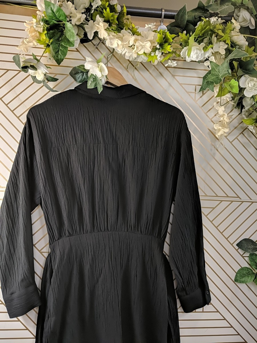 black button down dress zara ZARA faux leather black button-down shirt dress