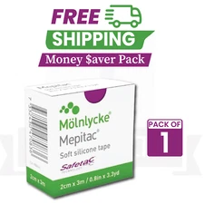 Mepitac 2 X 300 Cm / 2cm X 3 M Roll Molnlycke Health Care Soft Silicone Tape