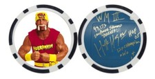 HULK HOGAN - WCW - FICHA DE PÓQUER - MARCADOR DE PELOTA DE GOLF ***FIRMADO***