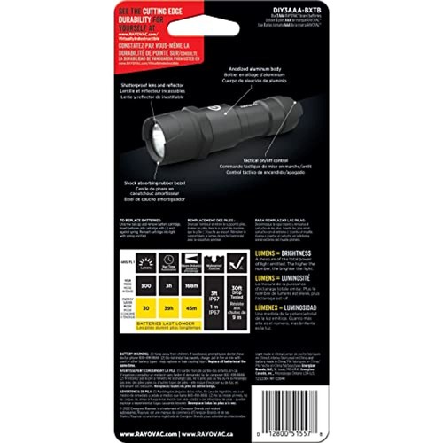 Rayovac - DIY3AAA-BE Virtually Indestructible LED Flashlight, 300 Lumen - Picture 8 of 9