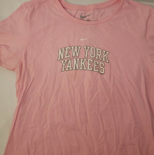 Pink Yankees T Shirt Womans Nike Slim 