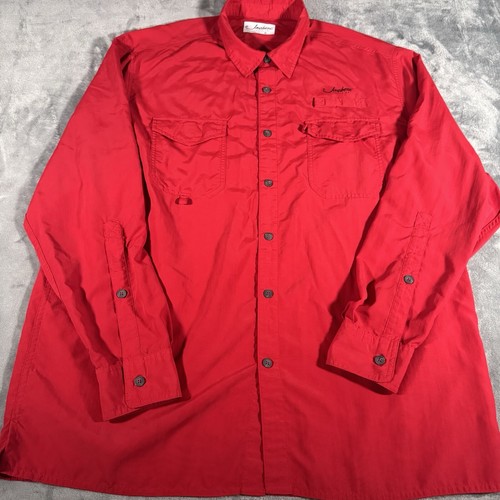 Jawbone Tackle Co Shirt Mens XL Red Button Down Collar Mesh Lined Double Pocket - 第 1/8 張圖片