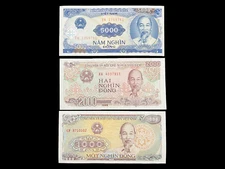Vietnam 1000, 2000, 5000 Dong Banknote World Paper Money UNC Currency Vietnamese