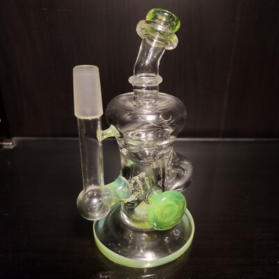 Klein Mini Green Slyme Tornado Recycler Glass Water Pipe 14mm CO USA G_offglass