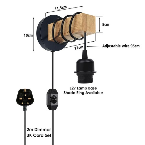 LEDSone Modern Industrial Wall Light Metal Wood Plug in Lighting Fixtures - Picture 14 of 21