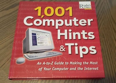 Vintage Readers Digest 1,001 Computer Hints & Tips Hardcover Guide Book Internet