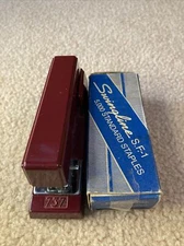 Swingline 737 Vintage Maroon Stapler 5” Metal With Staples