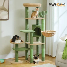 PAWZ Road Cactus Series Tall Cat Tree Tower Scratching Post with Condo & Hammock
