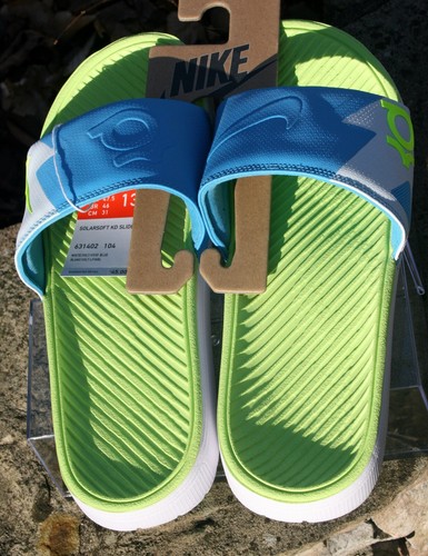 Nike Solarsoft KD Slide Size 13 New White Volt Vivid Blue 631402-104 2013 Rare - Picture 4 of 8