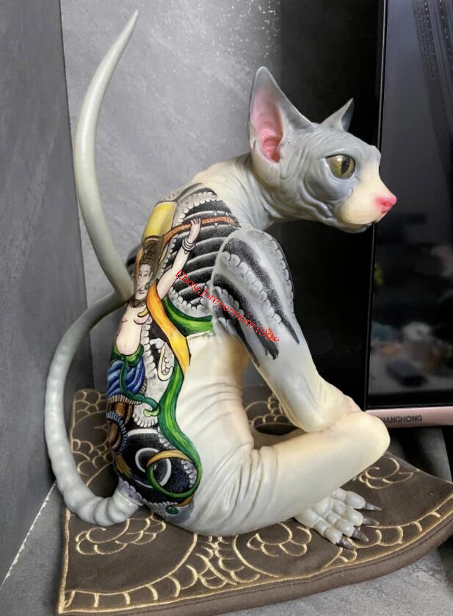 Sphynx Cat Tattoo Resin Statue Model Collectible Limited Boy Gift