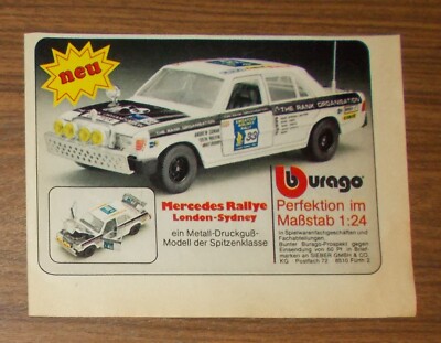 Rare Advertising BURAGO Mercedes Rally London - Sydney 1979