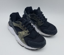 Nike Air Huarache Run SE GS Girl's Size 6Y Running Shoes Black Gold Glitter