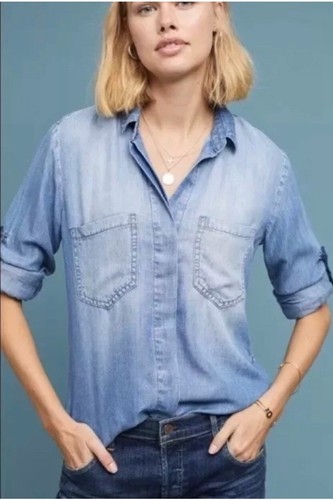 Anthropologie Cloth & Stone Split Back Button Down. NWT Size XS. Retail- $168 - Picture 2 of 8